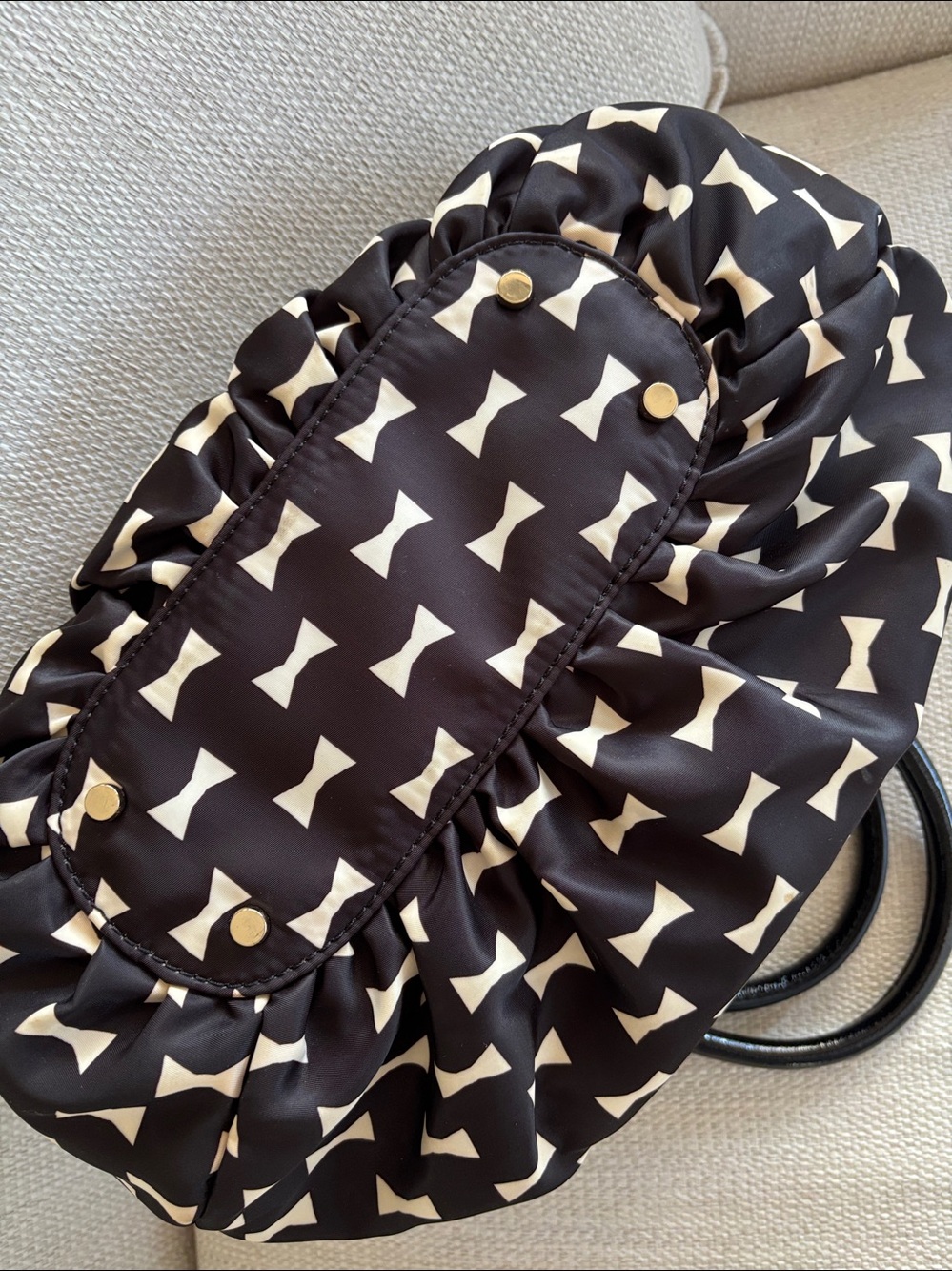 Kate Spade Nylon Black and White Bow Print Shoulder Bag - Picture 7 of 8